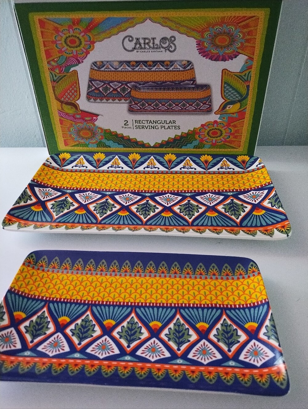 New Carlos by Carlo's Santana Vibrant Rectangular Serving Plates - Set of 2